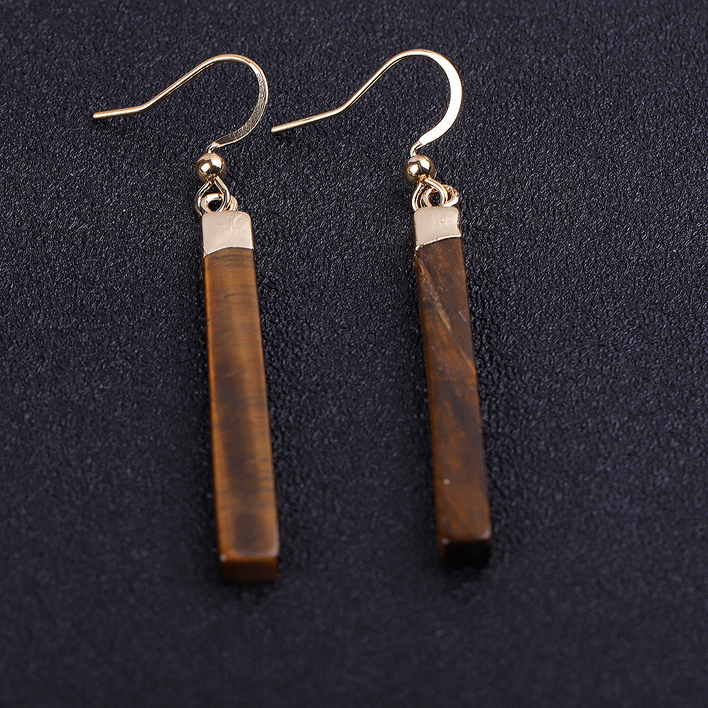 Gold Barstone Earrings Natural Stone