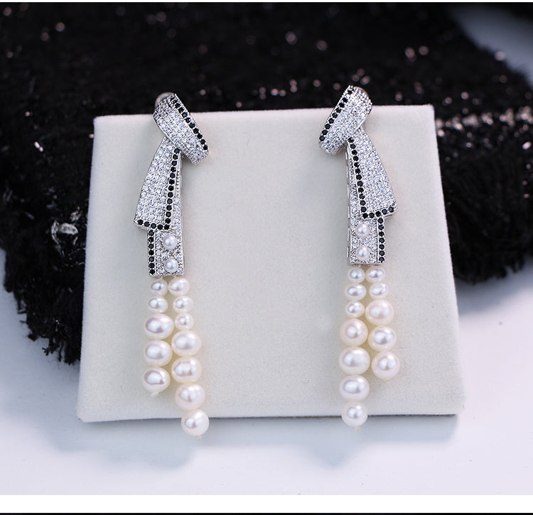 Women's Light Luxury Tassel Natural Pearl Earrings