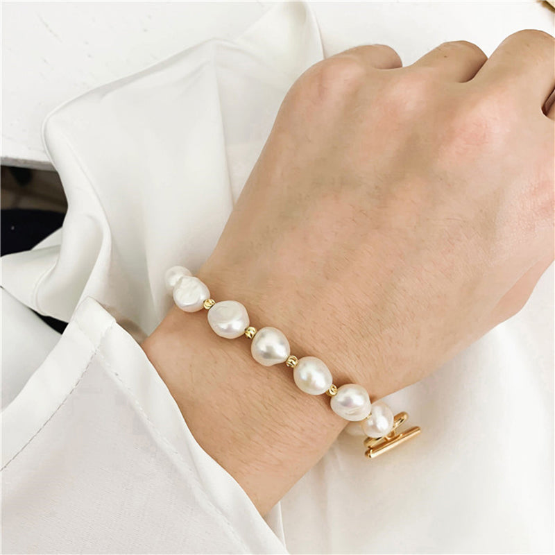 Round Gold Bracelet Pearl Bracelet