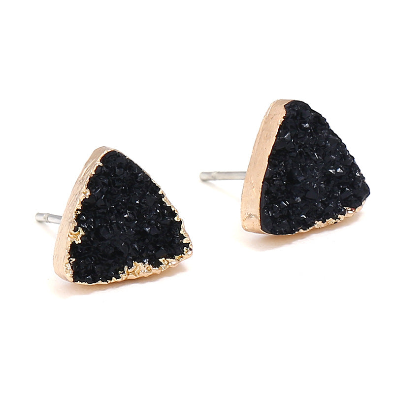 Corner natural stone stud earrings