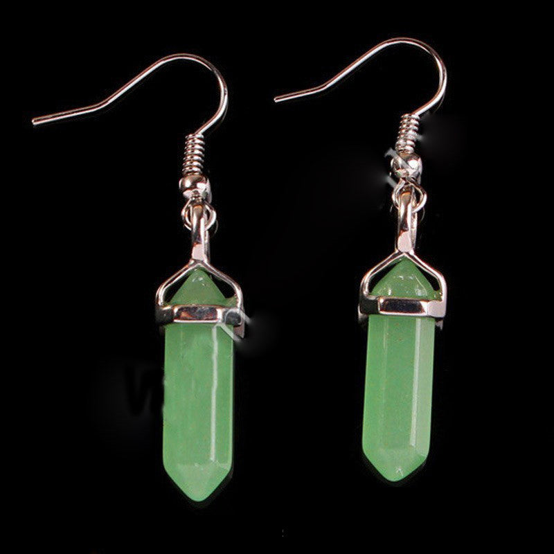 Small Hexagonal Pillar Crystal Stone Earrings