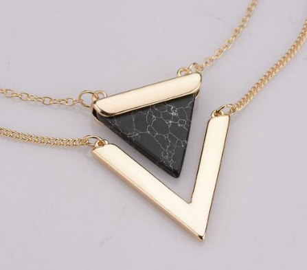 Marble Stone Triangle Necklaces