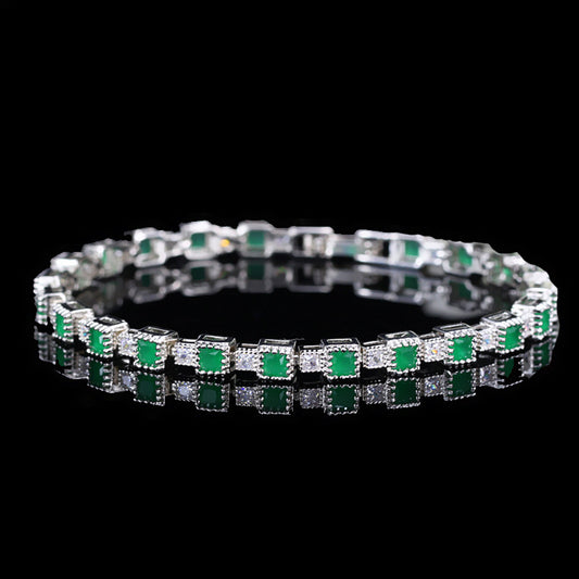 CWWZircons New Fashion Wedding Party Jewelry Perfect Princess Cut Multi Color Cubic Zirconia Bracelets Bangles For Women CB093