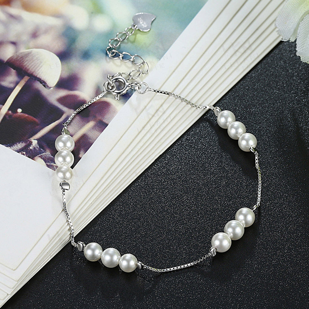 Sterling Silver Pearl Bracelet Female Ins