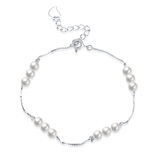 Sterling Silver Pearl Bracelet Female Ins