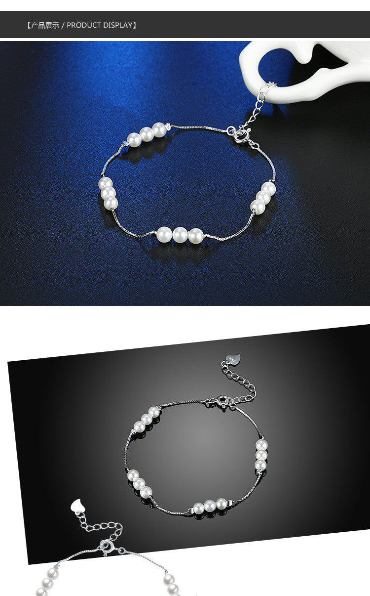 Sterling Silver Pearl Bracelet Female Ins