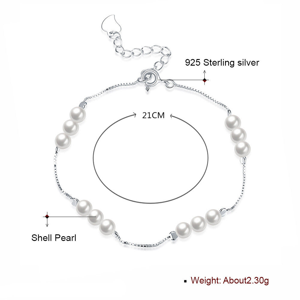 Sterling Silver Pearl Bracelet Female Ins