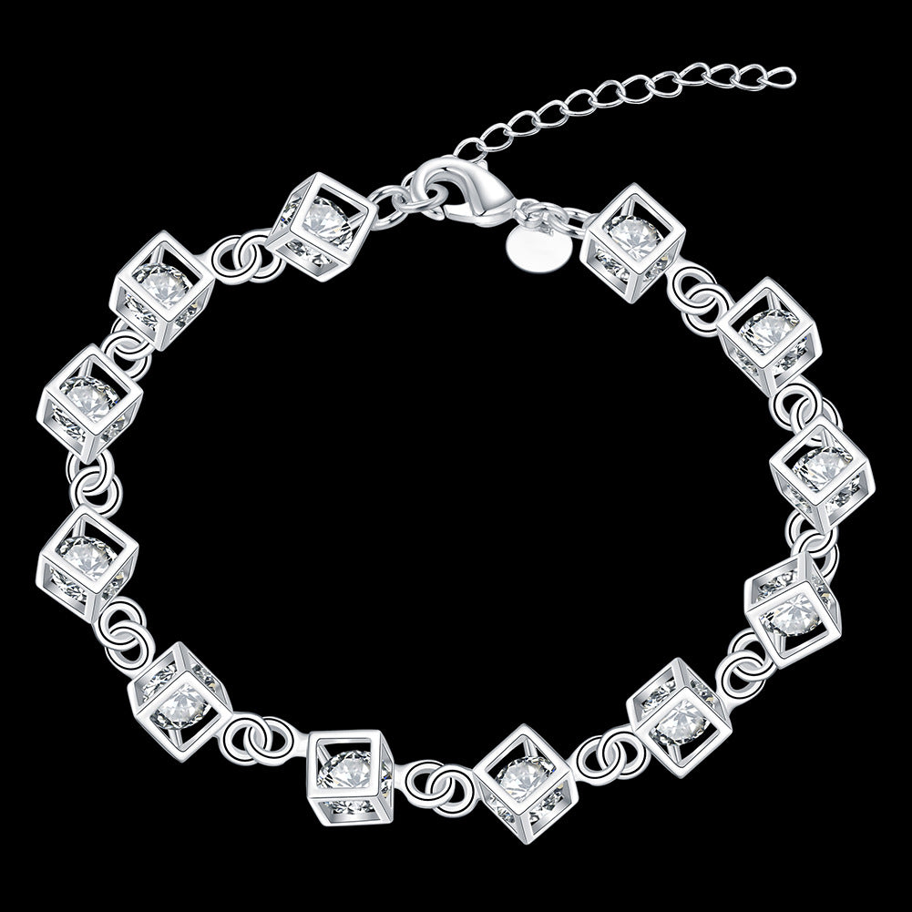 Zirconium Diamond White Stone Checkered Bracelet