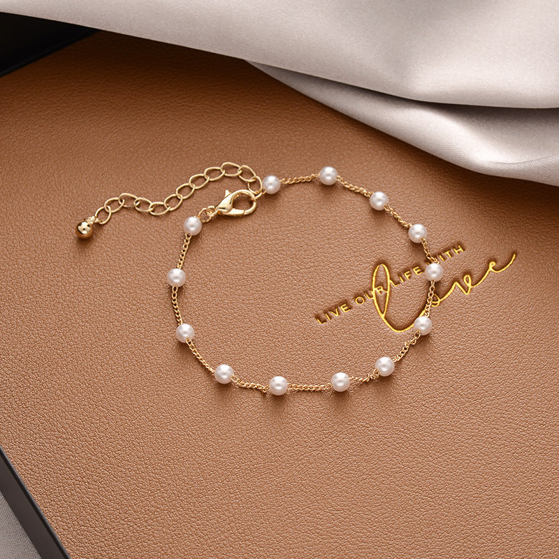 Vintage Double Love Pearl Bracelet