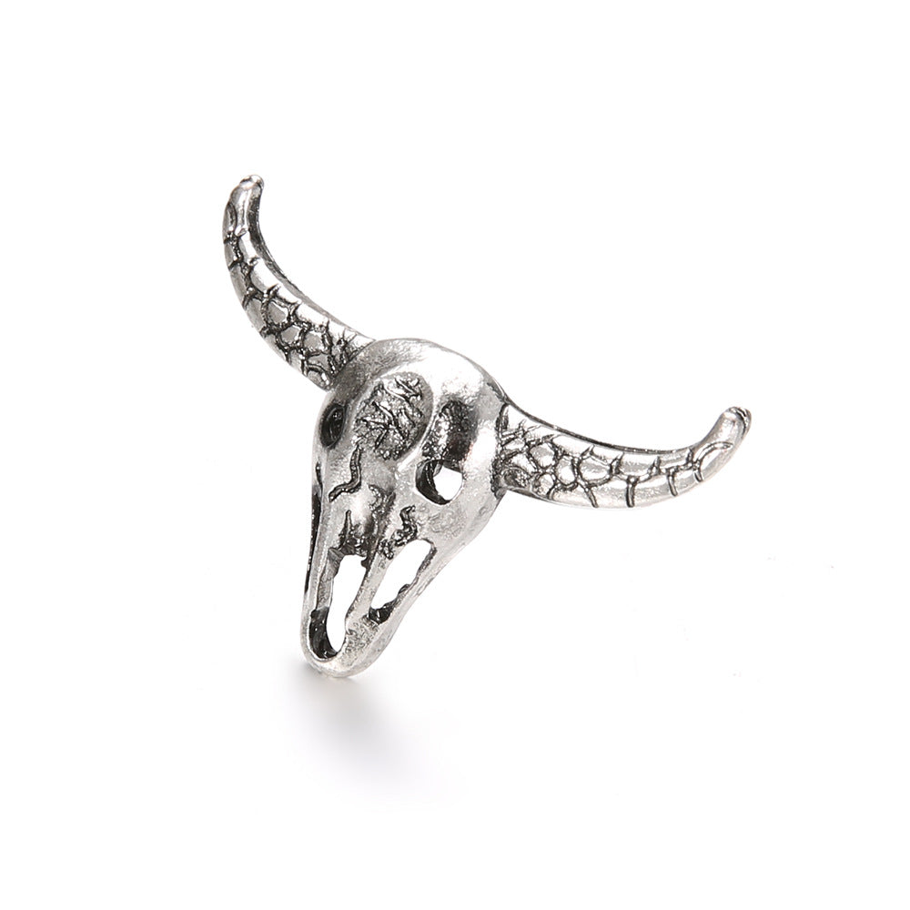 Simple Retro Antique Silver Bull Head Ring