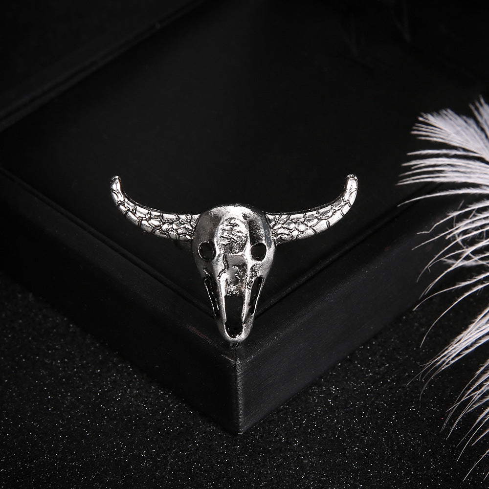 Simple Retro Antique Silver Bull Head Ring