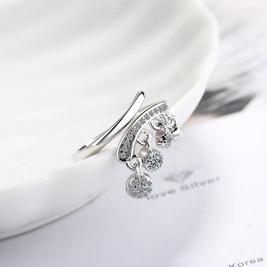 Fashion Temperament Diamond Tassel Pendant Diamond Ring Ring