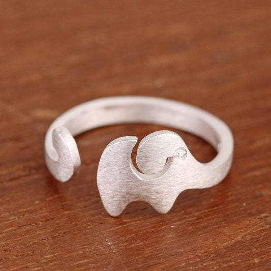 Baby Elephant Brushed 925 Silver Ring