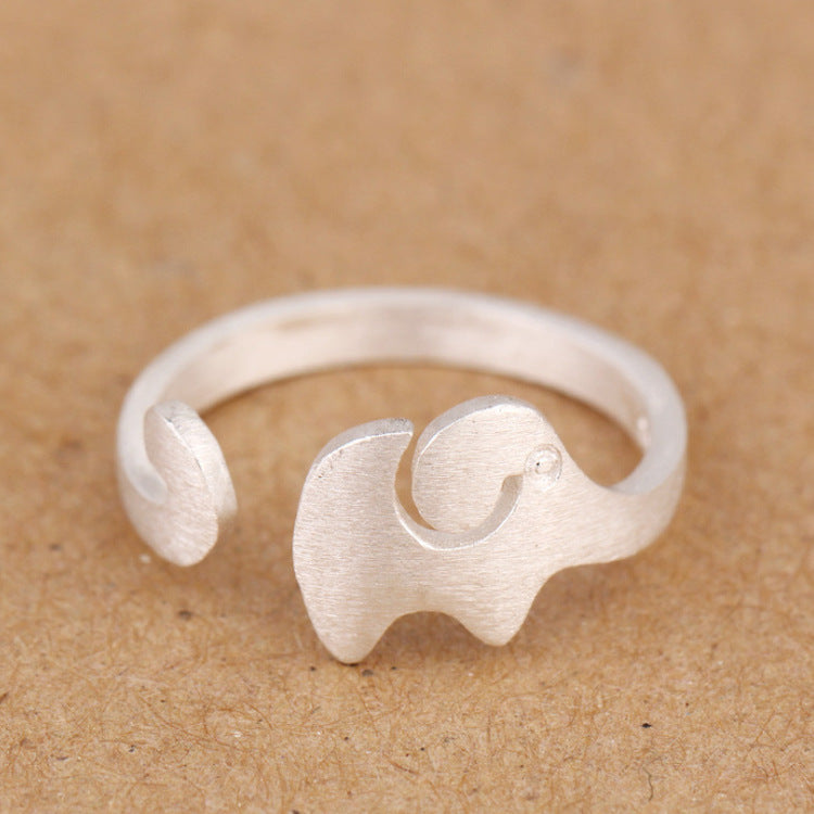 Baby Elephant Brushed 925 Silver Ring