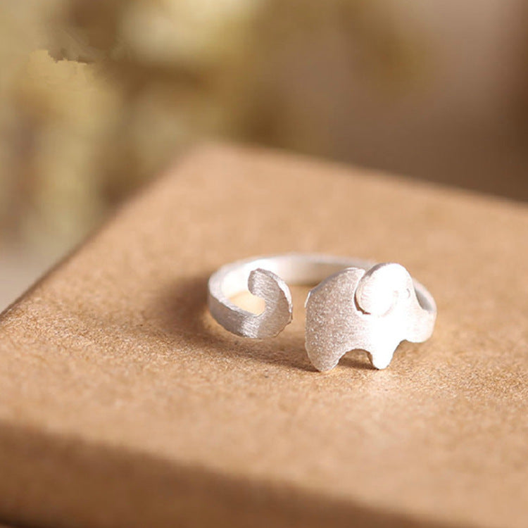 Baby Elephant Brushed 925 Silver Ring