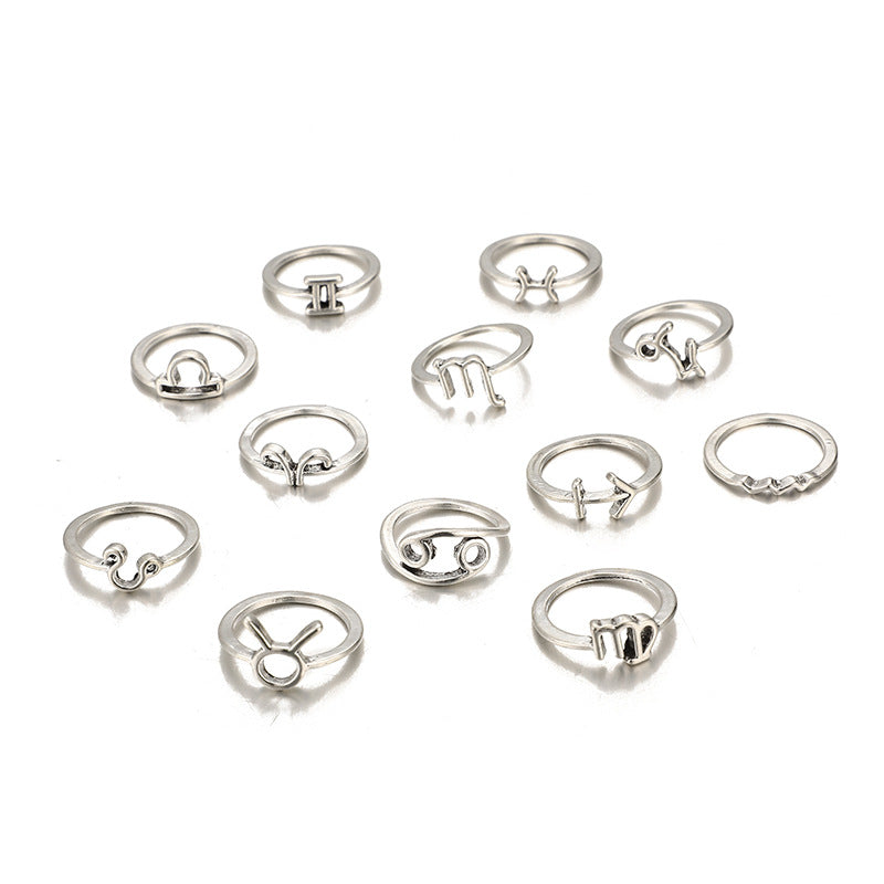 Fashion All-match Twelve Constellation Set Ring