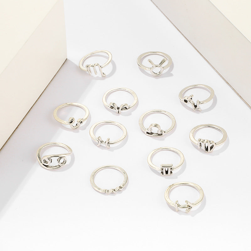 Fashion All-match Twelve Constellation Set Ring