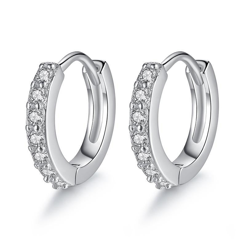 Sterling Silver Diamond Earrings Simple Circle Earrings Temperament Trendy Women Sweet