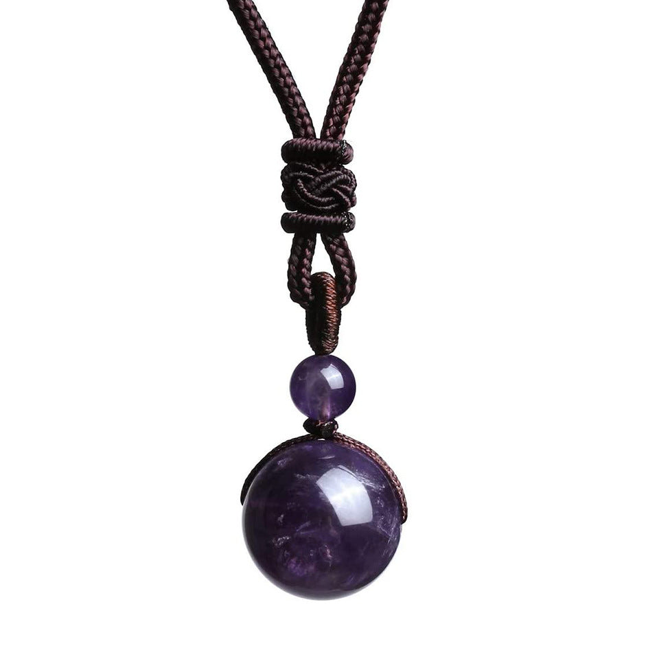 Hand-Woven Natural Stone Crystal Bead Necklace