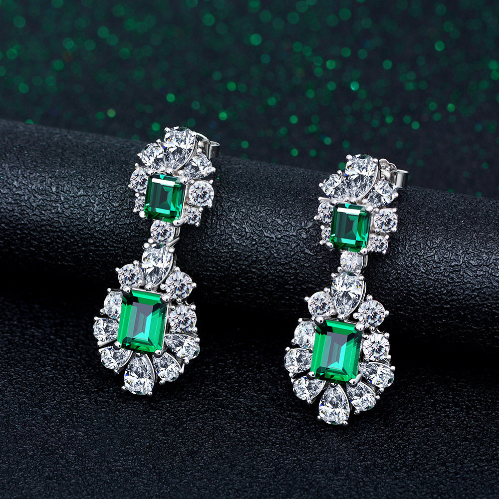 High Carbon Diamond Green Diamond Temperament High-End Earrings