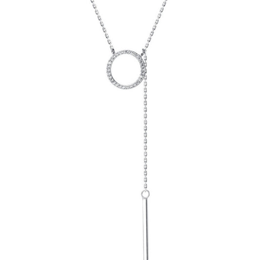 Jane Su S925 Silver Diamond Circle Necklace