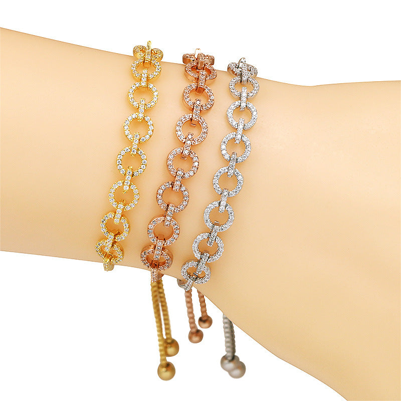 Simple Personality Bracelet Women Zircon Pull-Out Bracelet