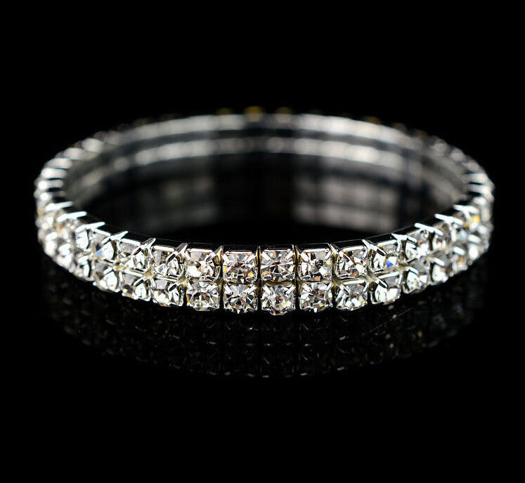 Foreign Trade Fashion Flash Diamond Shiny Diamond Jewelry CrystalFull Diamond Bracelet Single Row Diamond Stretch Multi-layer Diamond Row Bracelet