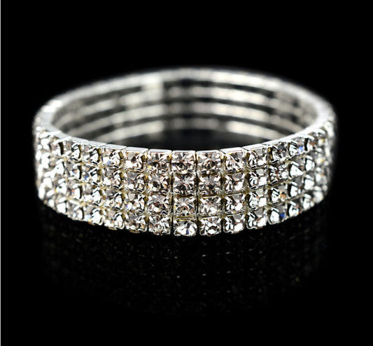 Foreign Trade Fashion Flash Diamond Shiny Diamond Jewelry CrystalFull Diamond Bracelet Single Row Diamond Stretch Multi-layer Diamond Row Bracelet