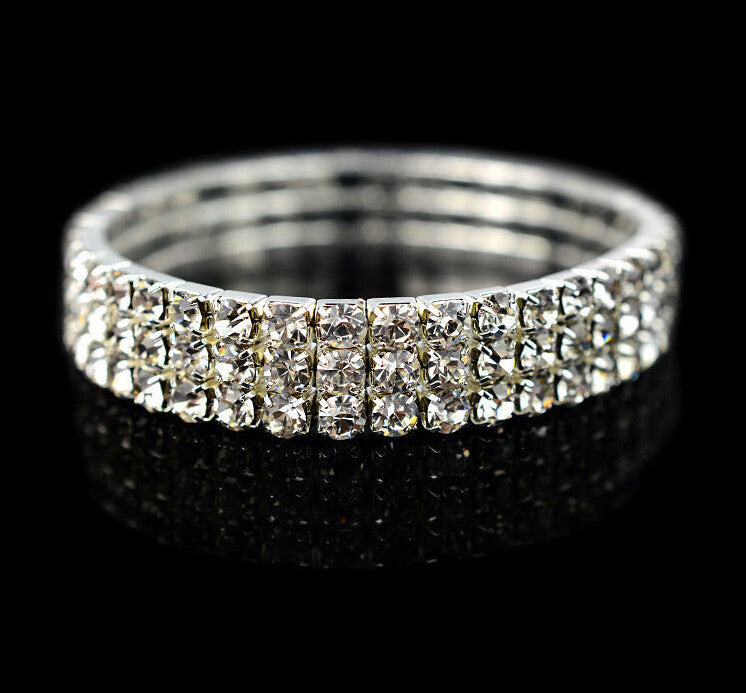 Foreign Trade Fashion Flash Diamond Shiny Diamond Jewelry CrystalFull Diamond Bracelet Single Row Diamond Stretch Multi-layer Diamond Row Bracelet