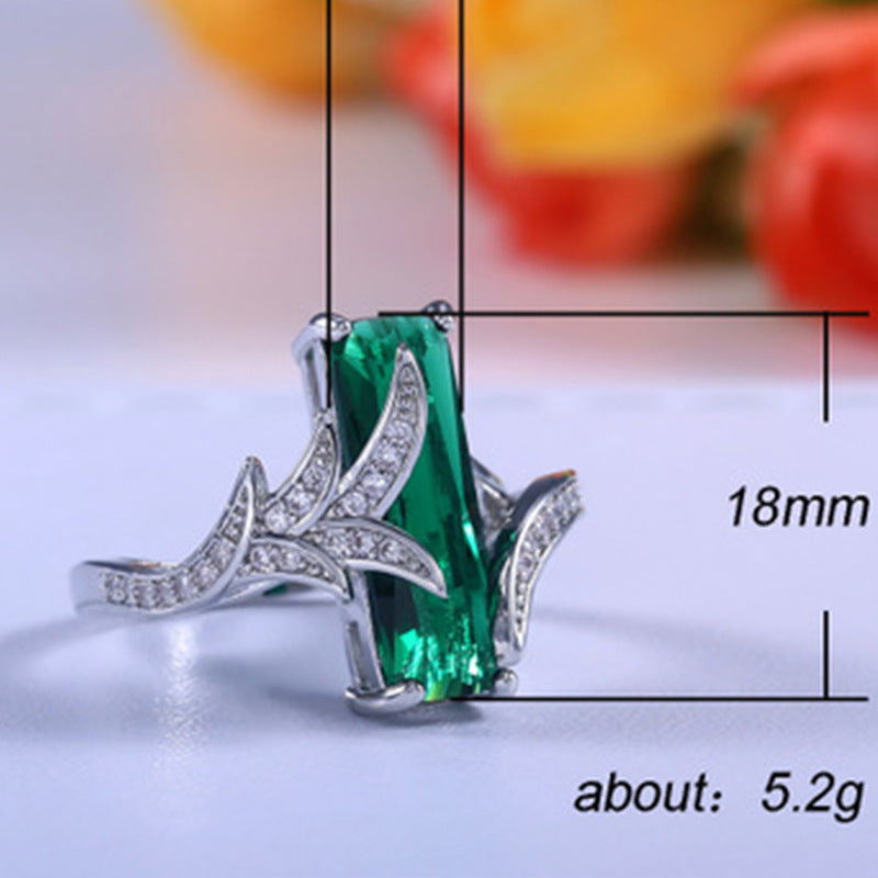 European and American Emerald Topaz Diamond Ring