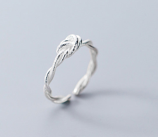 S925 Silver Ring Female Japanese And Korean Version Of Small Fresh Retro Tie Rope Open Ring Simple Silver Ring Jewelry