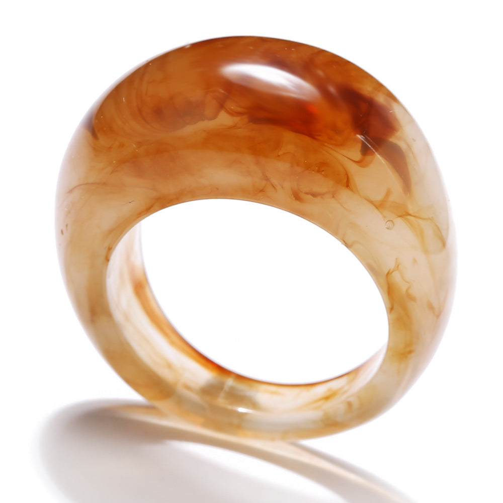 53032 Cross-Border Jewelry Resin Ring No. 8 Creative Retro Forest Cold Wind Ins Net Red Ring