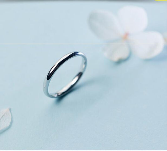 S925 Silver Ring Female Korean Version Simple Glossy Ring Ring Personality Simple Ring Tail Ring