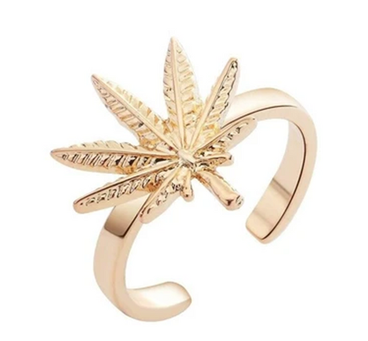 Female Temperament Ring Leaf Ring Alloy