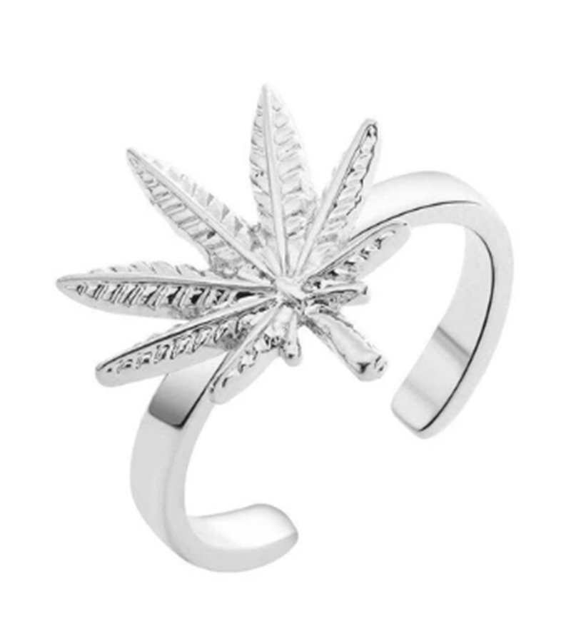 Female Temperament Ring Leaf Ring Alloy