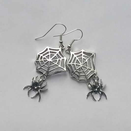 Spider Web Halloween Earrings Gothic Dark Witch Earrings