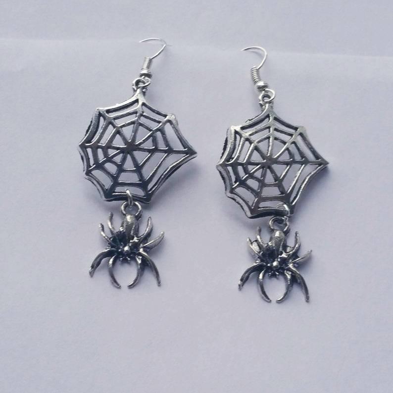 Spider Web Halloween Earrings Gothic Dark Witch Earrings