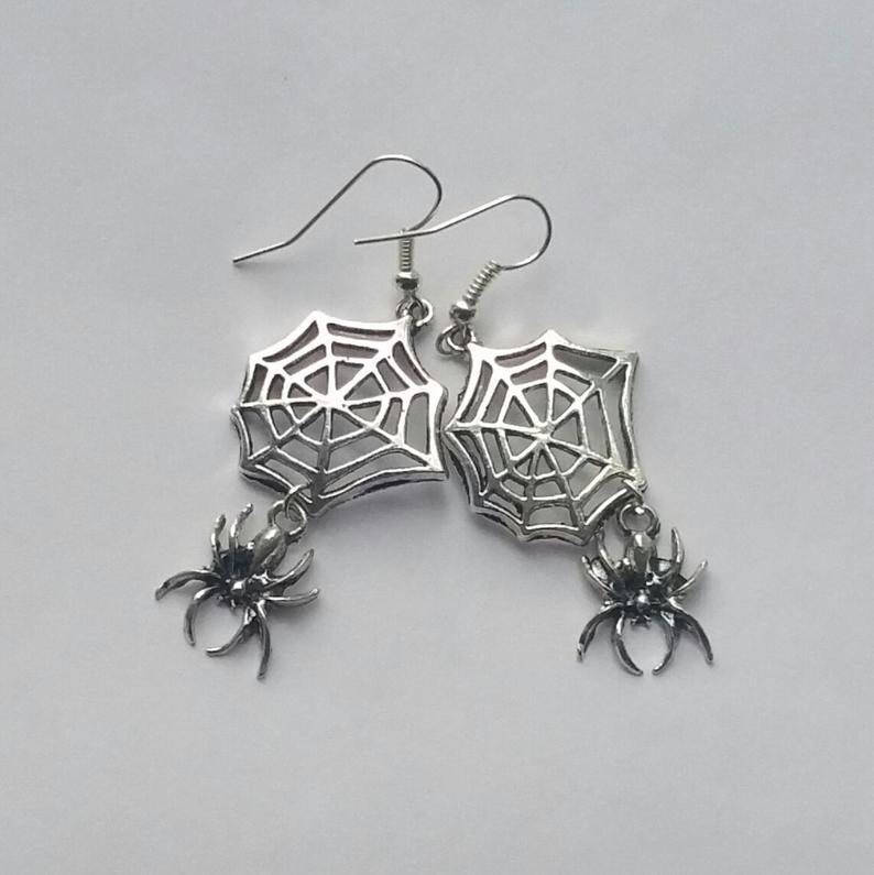 Spider Web Halloween Earrings Gothic Dark Witch Earrings