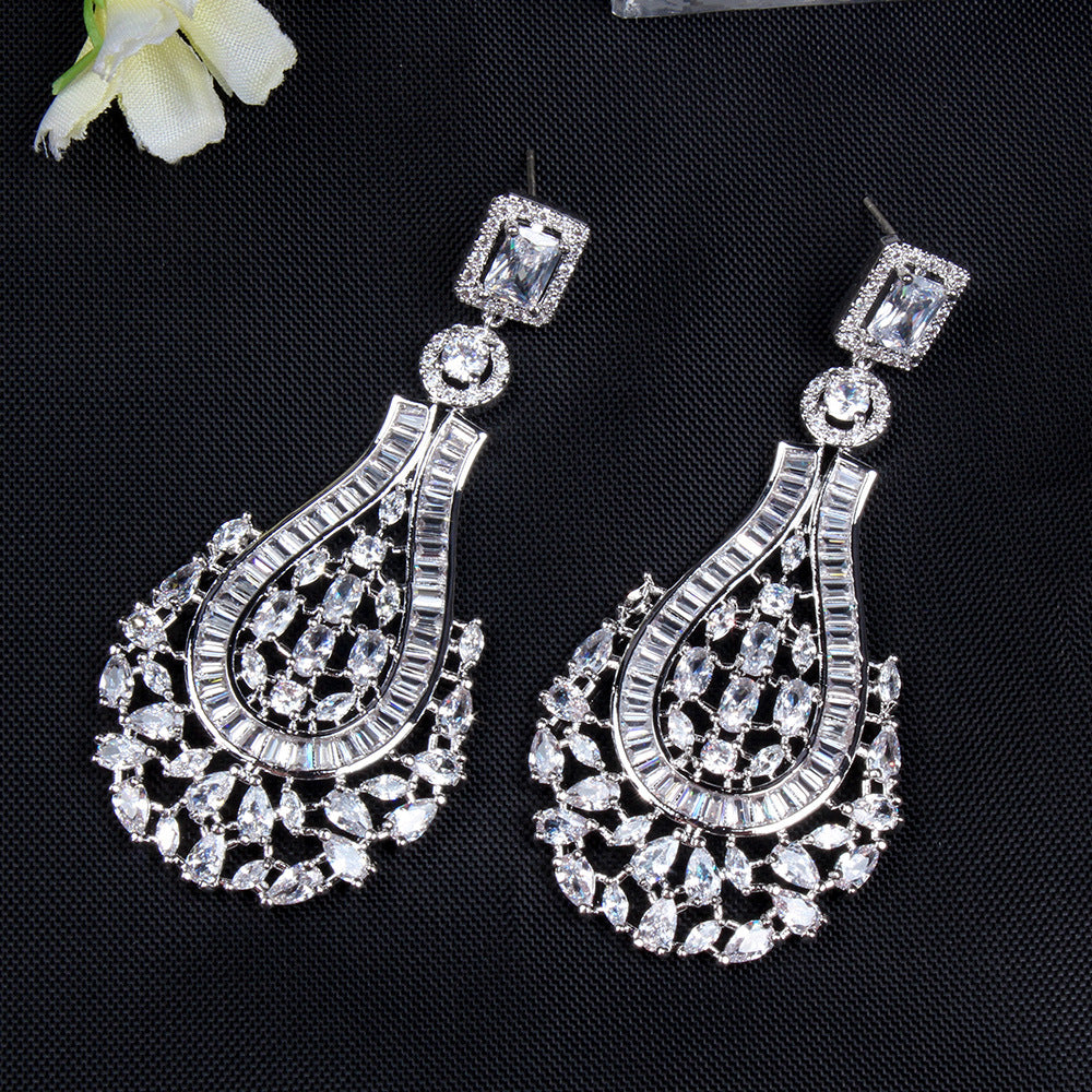 European And American Fashion Long Earrings Bohemian Zircon Earrings