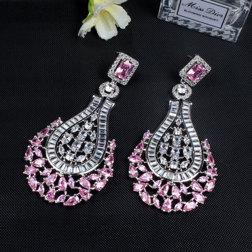 European And American Fashion Long Earrings Bohemian Zircon Earrings