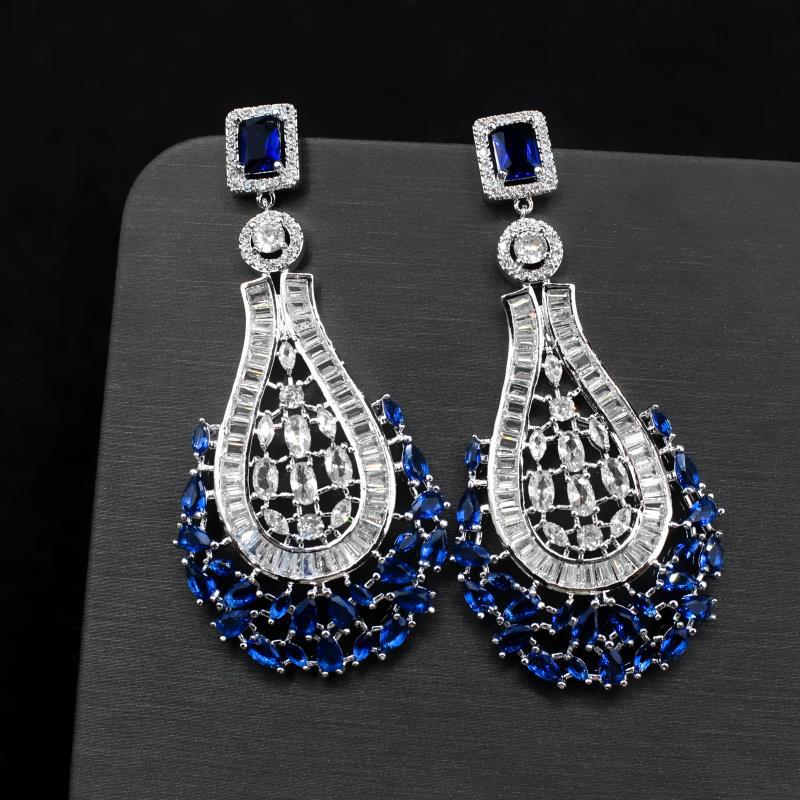 European And American Fashion Long Earrings Bohemian Zircon Earrings