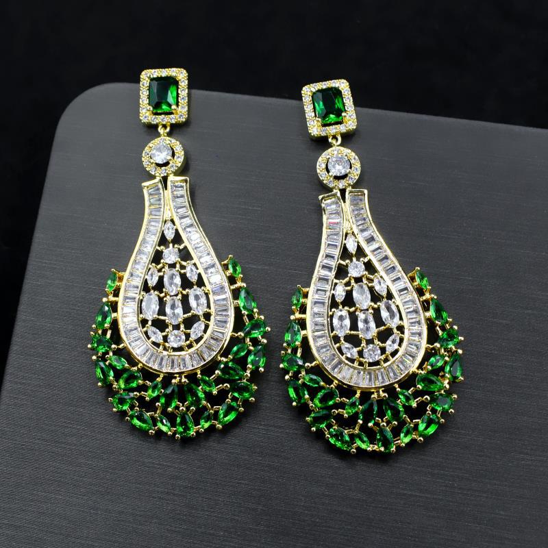 European And American Fashion Long Earrings Bohemian Zircon Earrings