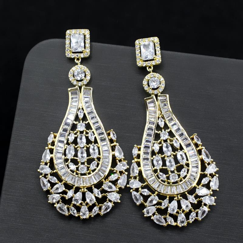 European And American Fashion Long Earrings Bohemian Zircon Earrings