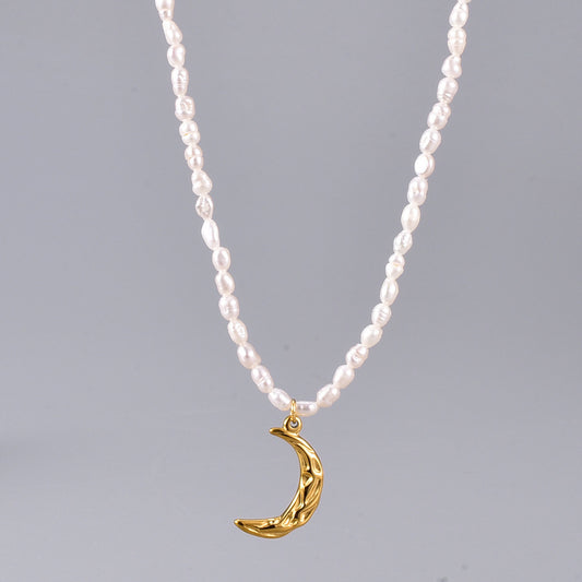 Baroque Freshwater Pearl Moon Crescent Necklace