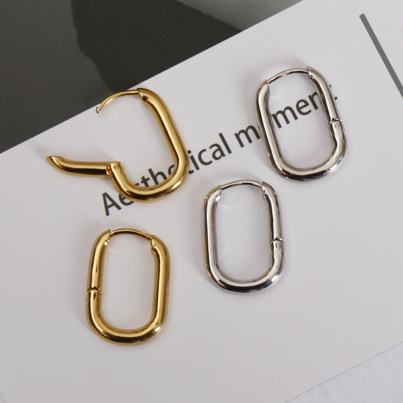 Rectangle U Shaped Geometric Hoop Earrings