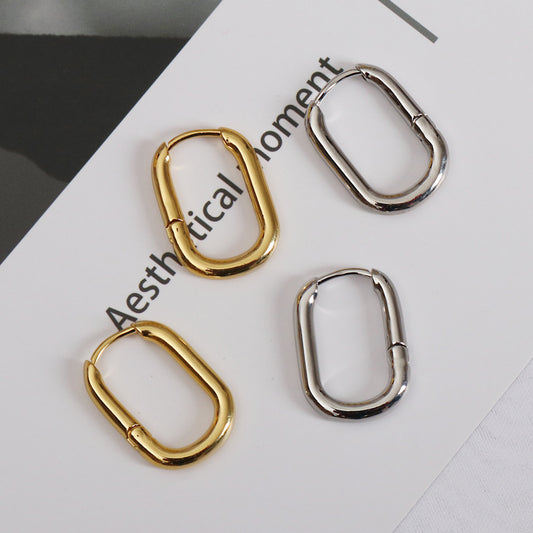 Rectangle U Shaped Geometric Hoop Earrings