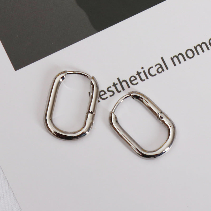 Rectangle U Shaped Geometric Hoop Earrings