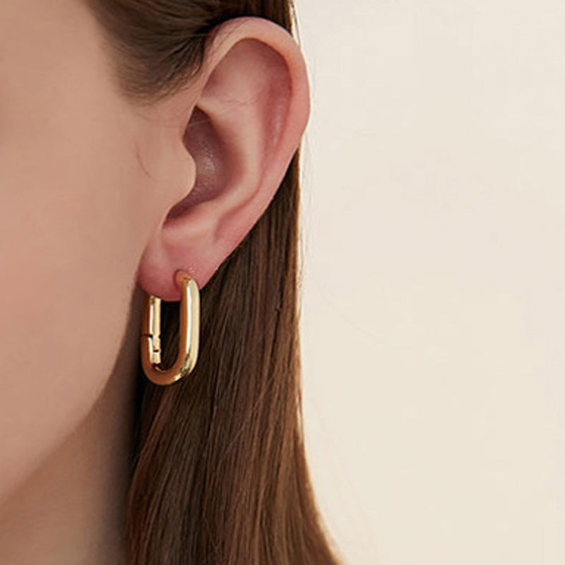 Rectangle U Shaped Geometric Hoop Earrings