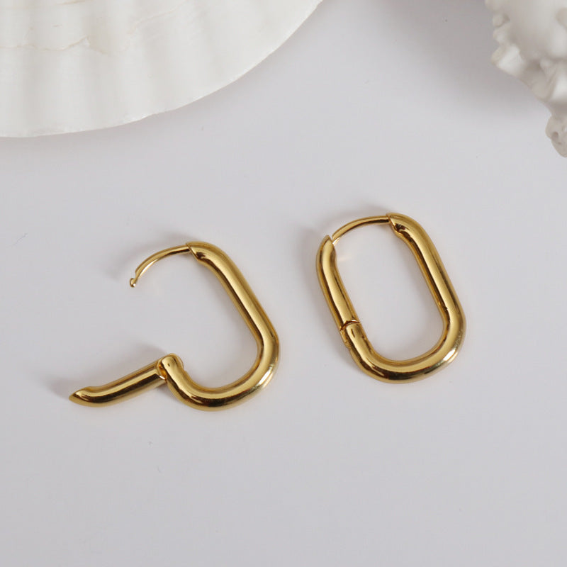 Rectangle U Shaped Geometric Hoop Earrings