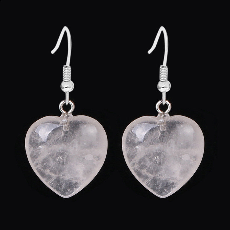 Love heart earrings natural crystal stone